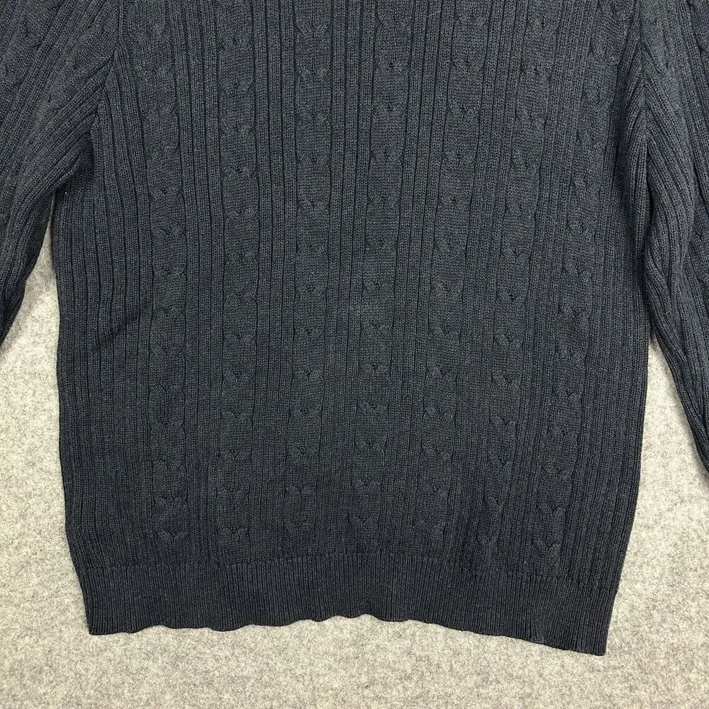 Vintage Eddie Bauer Cable Knit Sweater Mens Large Blue Cotton Crewneck Preppy